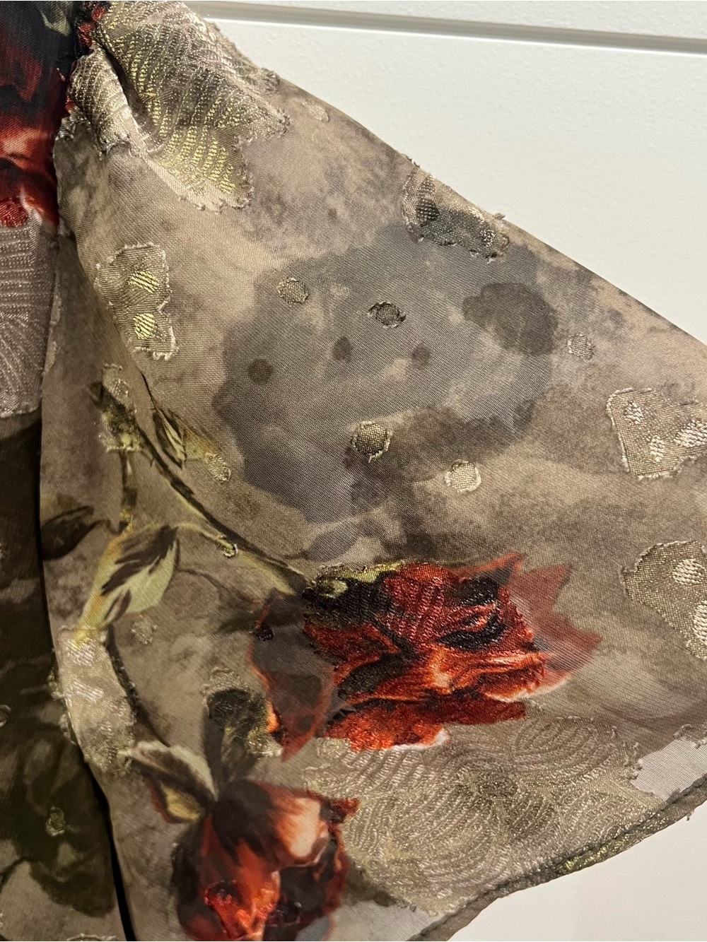 Baltic Born Olive Floral Maxi Dress with Red Rose Print large * cut tag - Picture 9 of 12